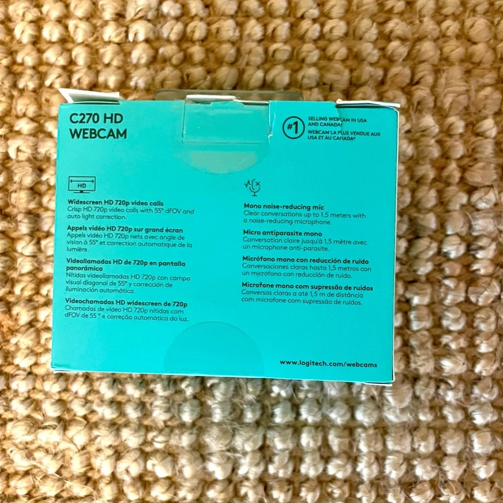 Logitech C270 HD Webcam - Black with Teal Box